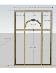Verrière fabriquée selon plan du client, en chêne brut