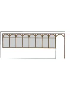 Grande verrière artiste avec arches et passage de 800mm, selon plan, en chêne vernis incolore,