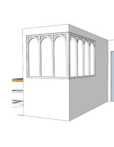 Verrière d'angle en chêne avec arches