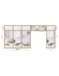 Ensemble composé de 3 verrières en chêne vernis mat et verre trempé sécurit 6mm transparent
