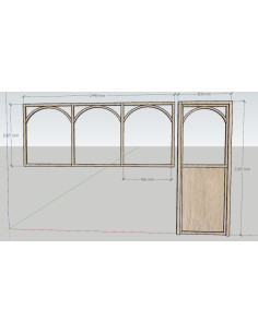 Verrière et porte avec arches en bois 2