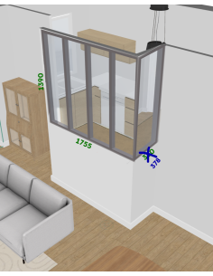 Verrière d'angle en chêne sur mesure